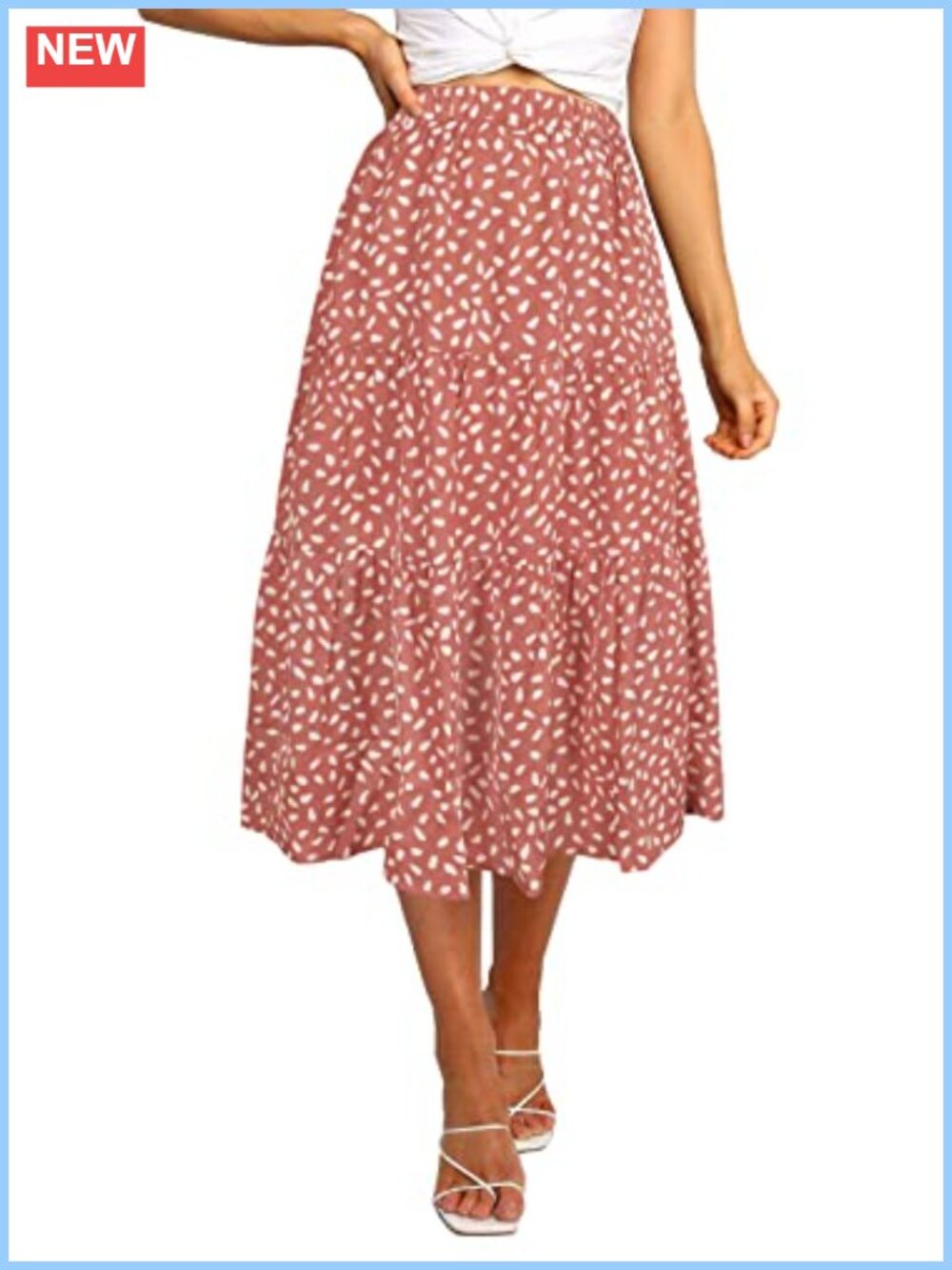 Women's Boho Leopard Print Pleated A-Line Swing Midi Skirt